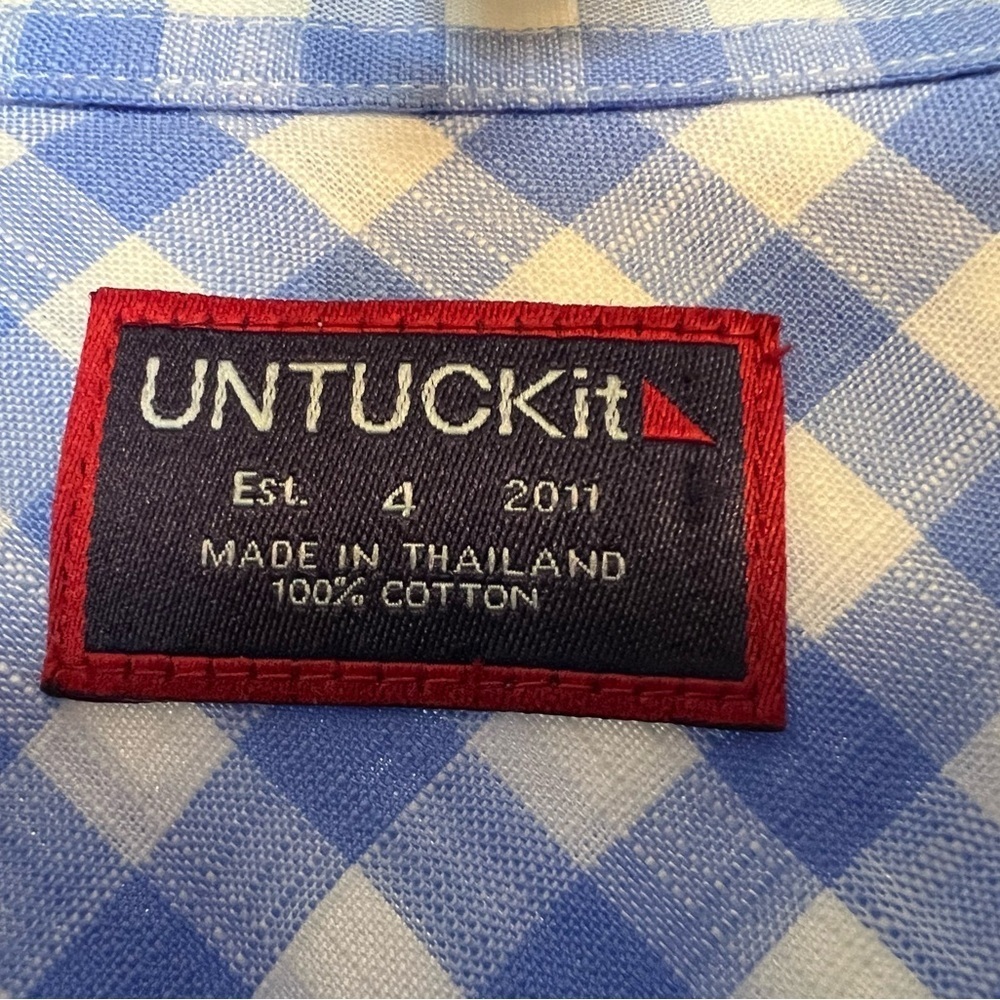 UNTUCKit Women’s Blue Gingham Shirt - Picture 3 of 7